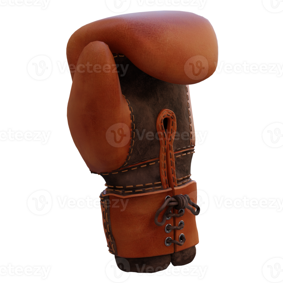 3d render vintage boxing glove with transparent background png