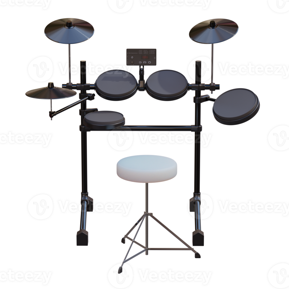 3d render electronic drum kit with transparent background png