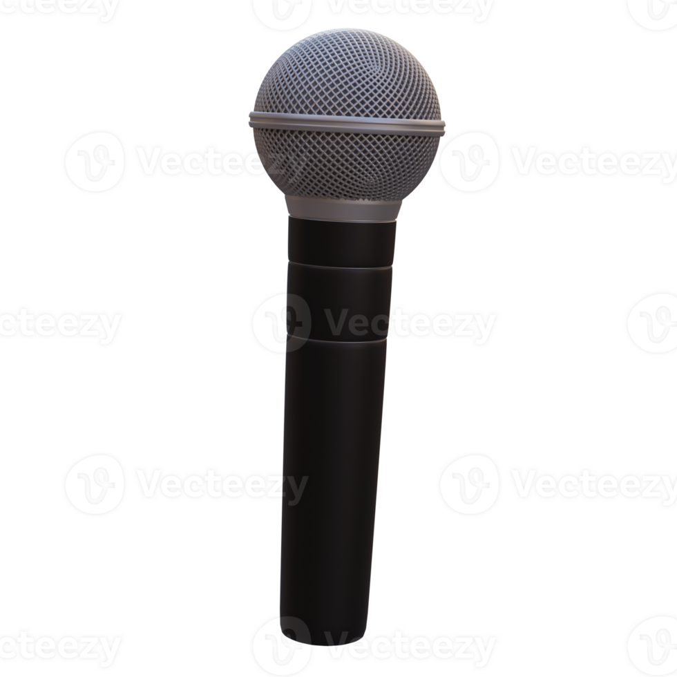 3d render simple microphone with transparent background png