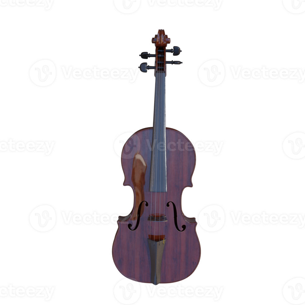 3d render wooden violin with transparent background png