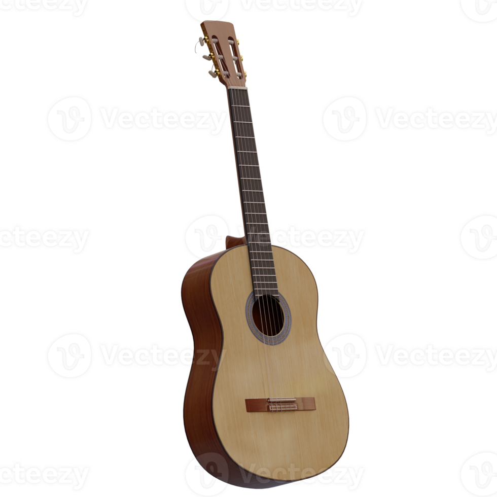 3d render guitar with transparent background png