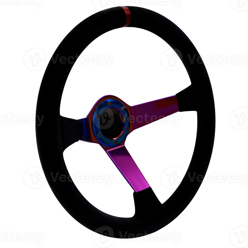 3d render steering wheel with transparent background png