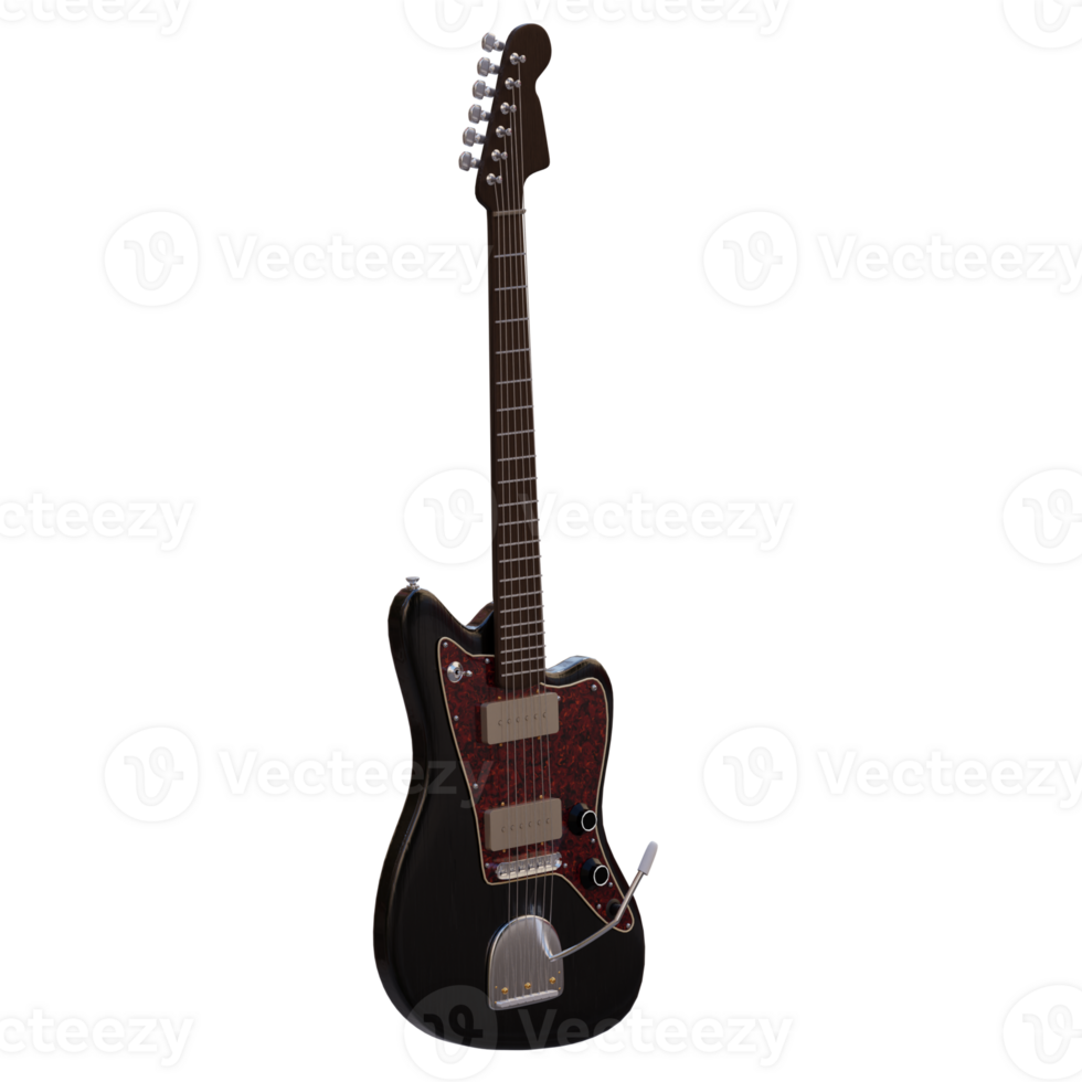 3d render guitar with transparent background png