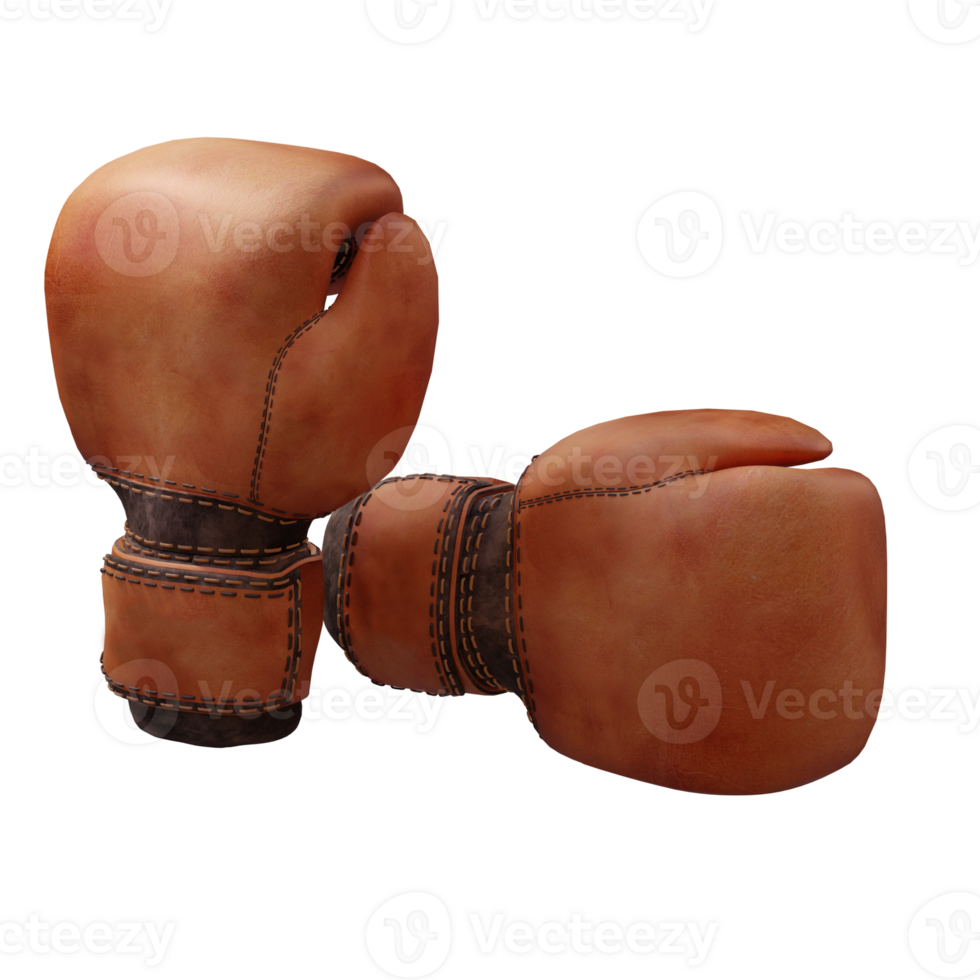 3d render vintage boxing glove with transparent background png