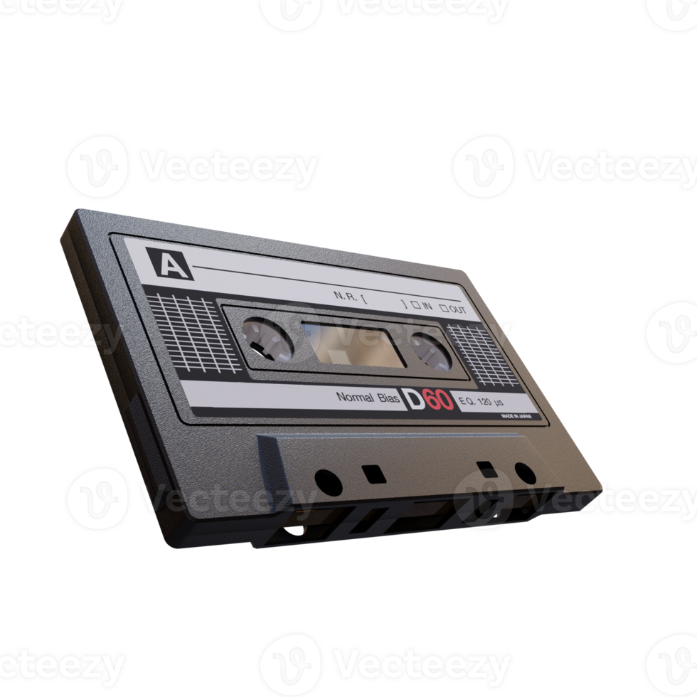 3d render tape cassette with transparent background png