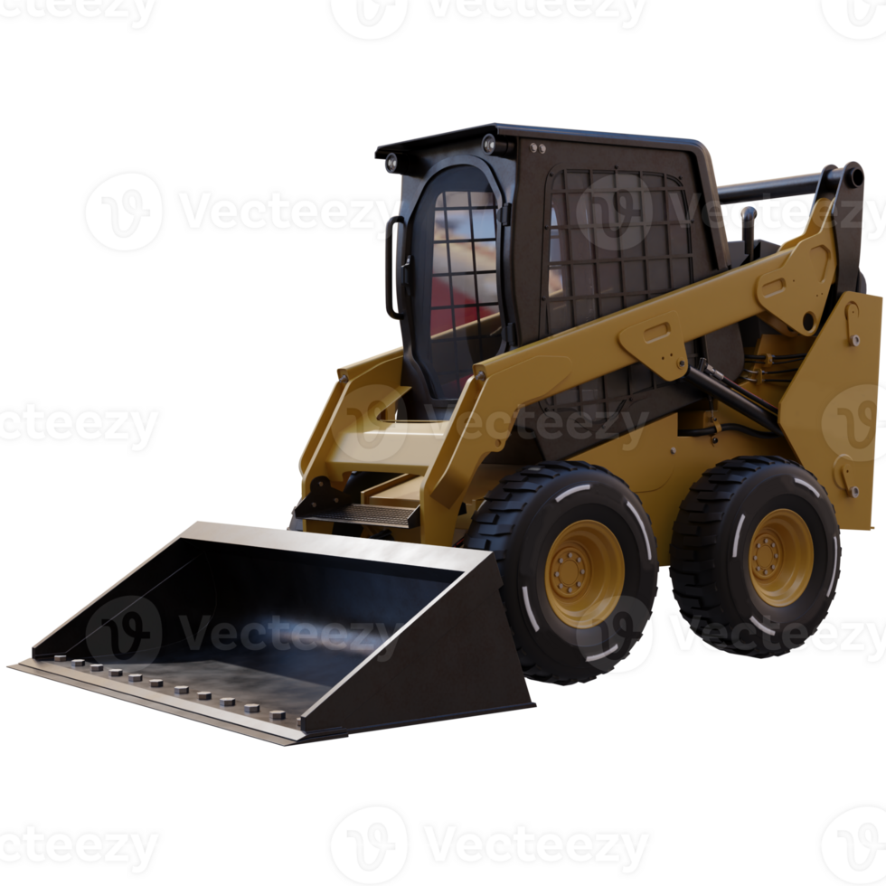 3d render yellow bobcat machine with transparent background png