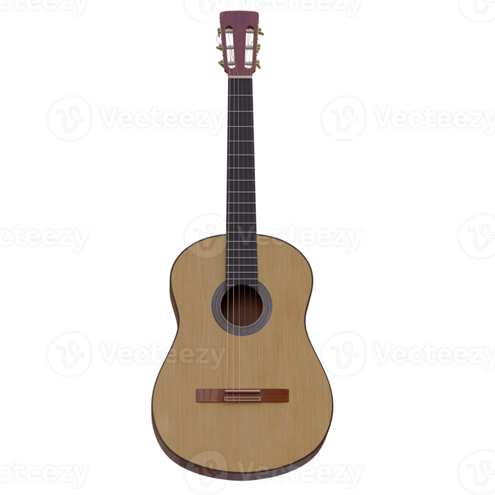 3d render guitar with transparent background png