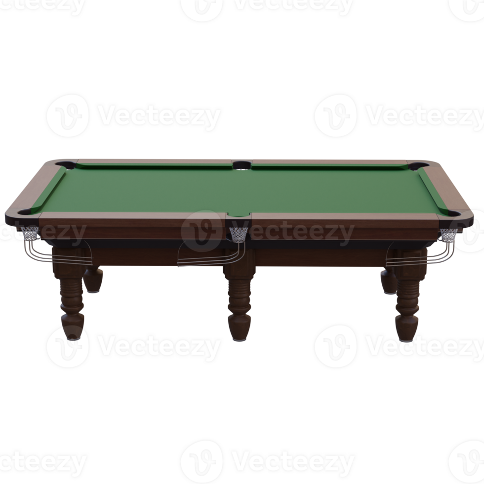 3d render traditional pool table with transparent background png
