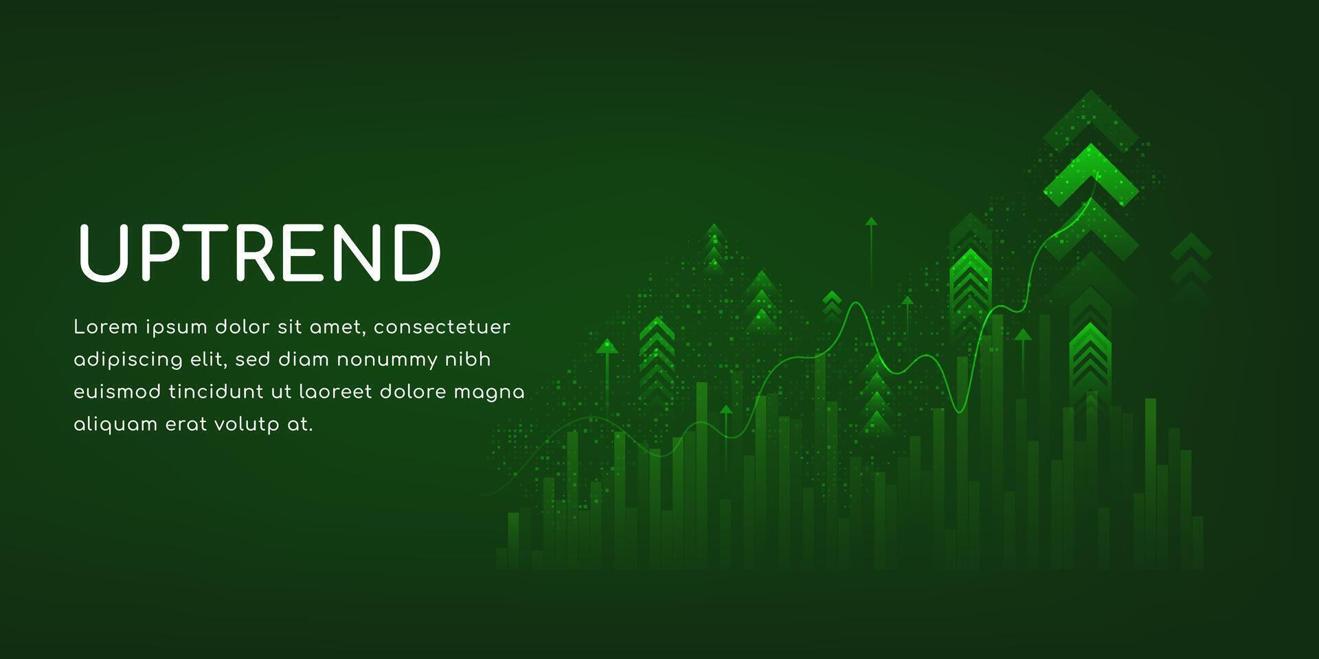 abstract digital technology rising arrows illustration successful business and growth strategy web banner design with green digital background vector
