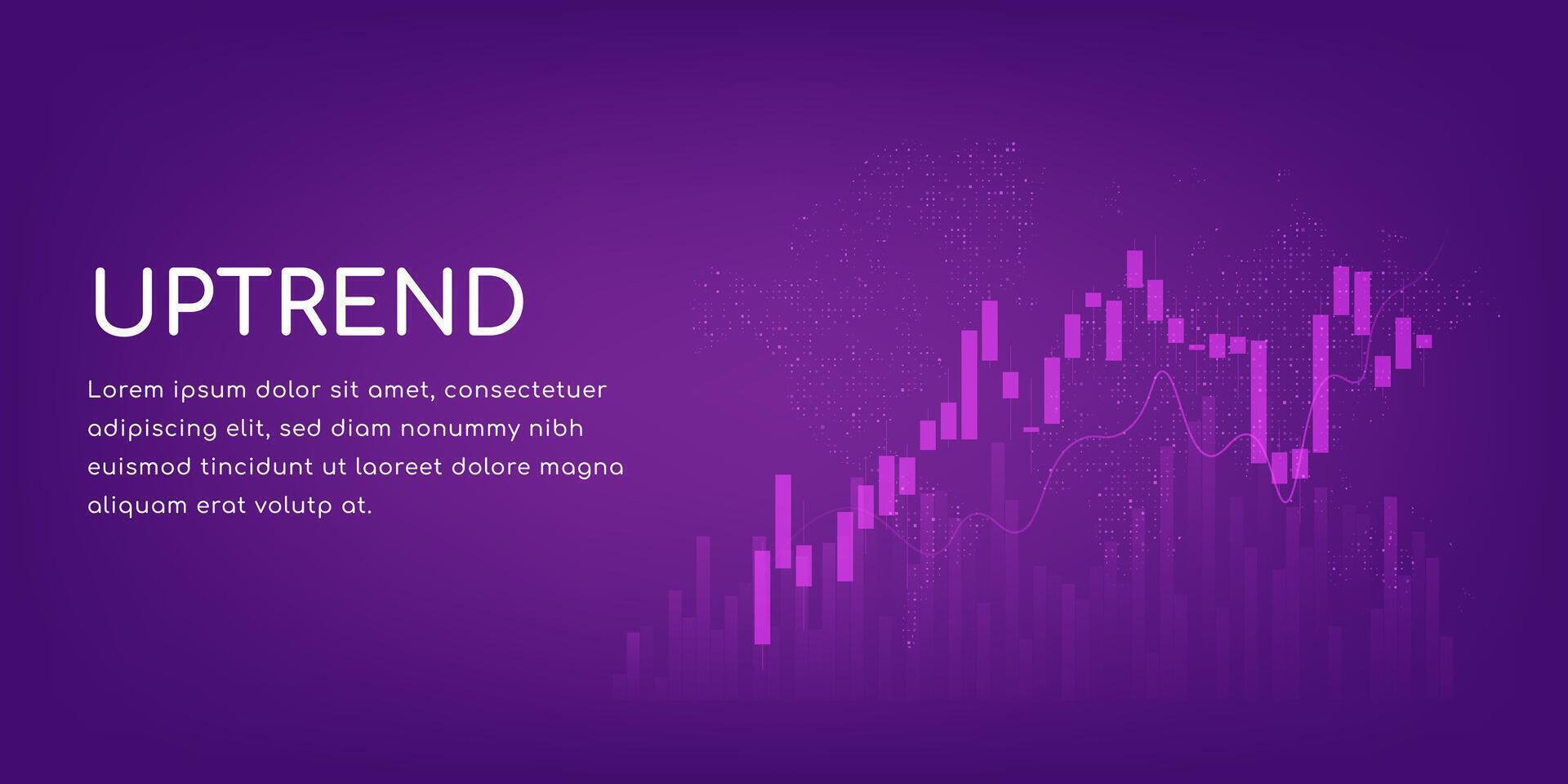 share market candlestick pattern showing uptrend, business financial rising graph vector