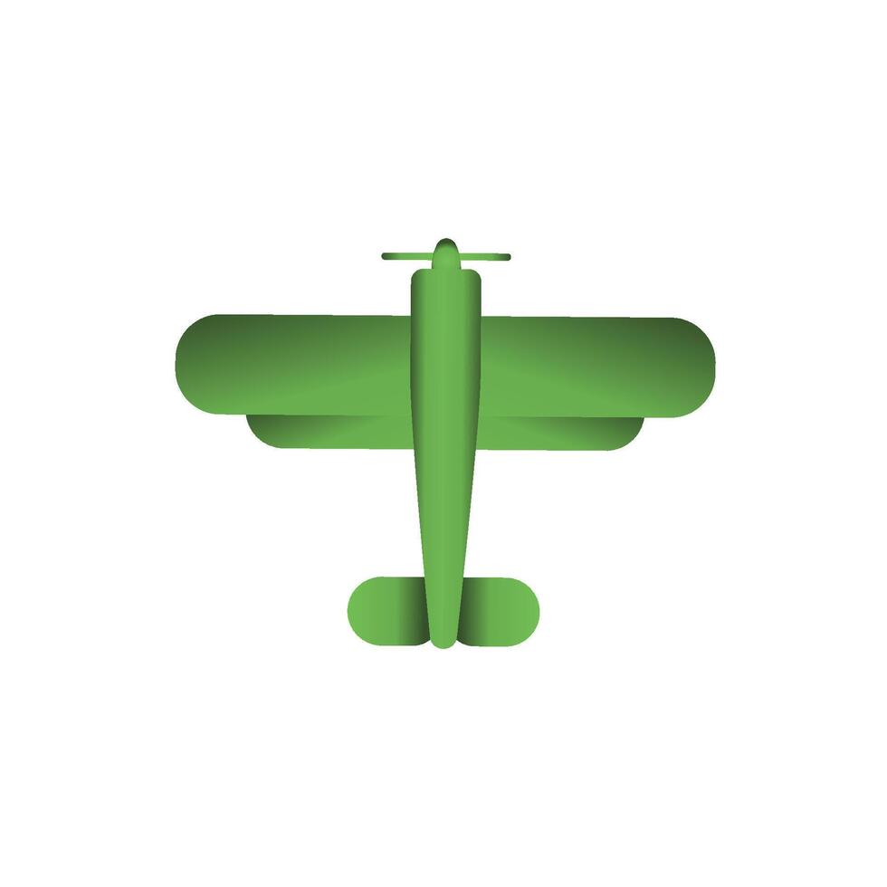 Green origami paper airplane. Light-engine plane made of paper, icon vector