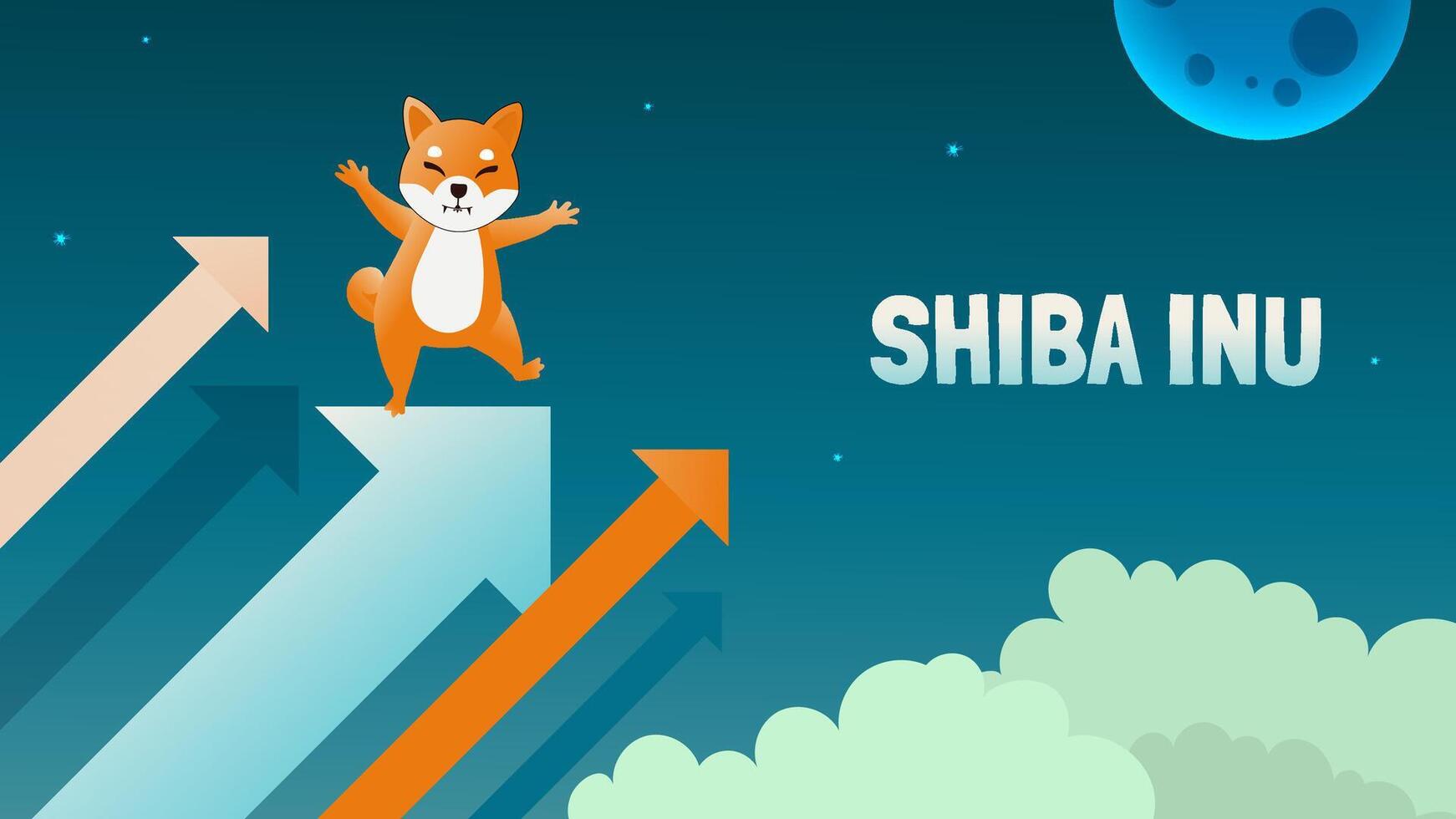 illustration of Shiba Inu cryptocurrency uptrend rises upward. Bullish Trend Concept for Shib Coin vector