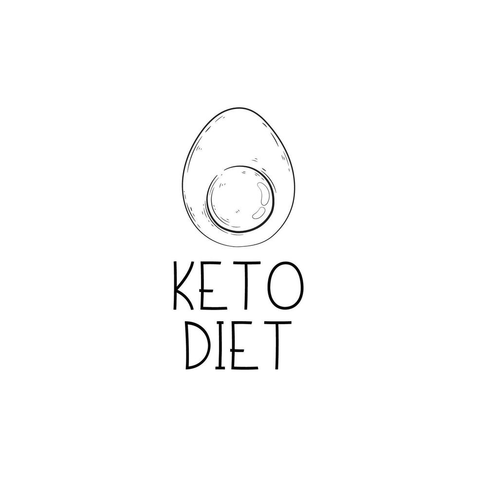 Friendly keto icon with an egg. Hand-drawn style For keto advertising or blog, or lipid-friendly packaging vector