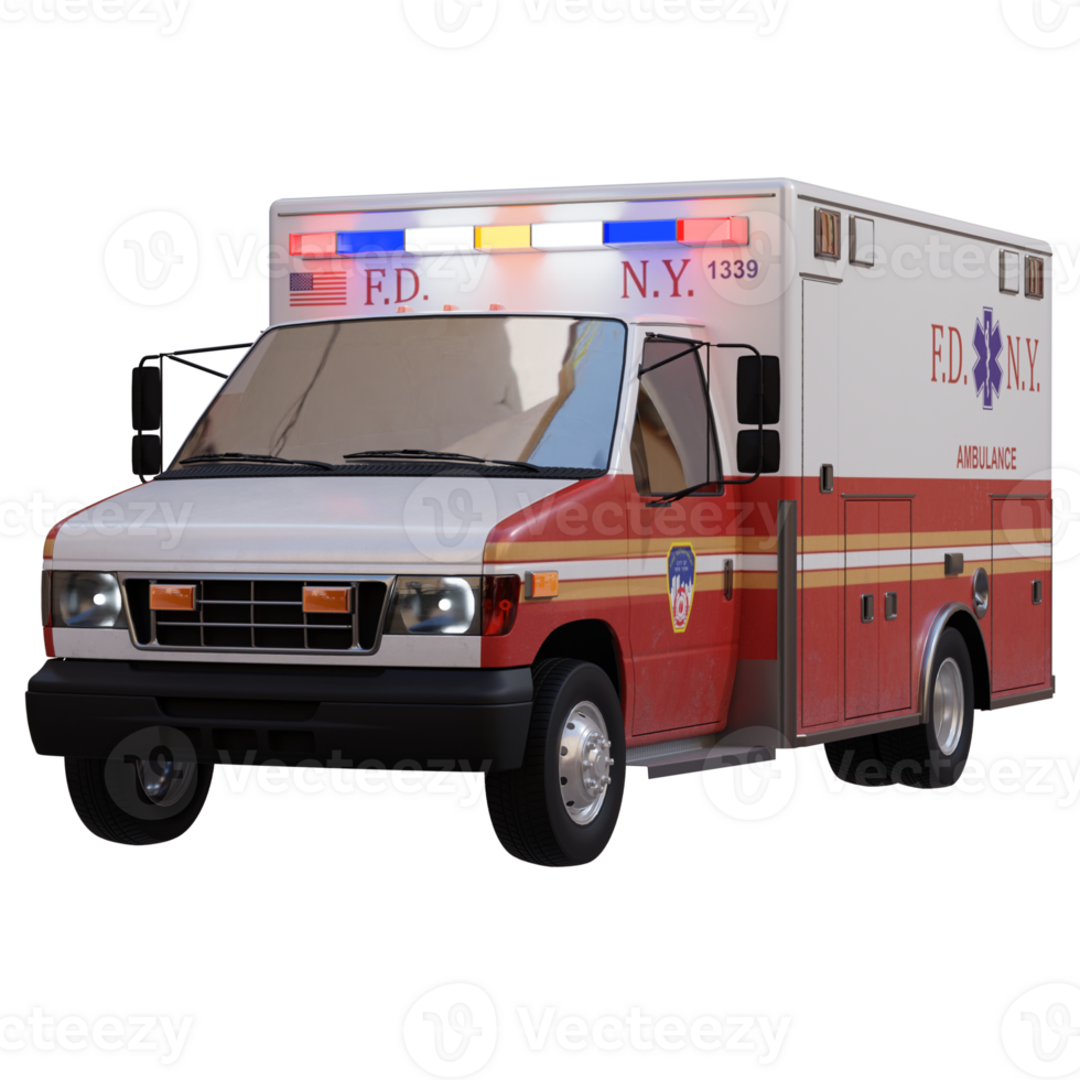 3d render ambulance car with transparent background png