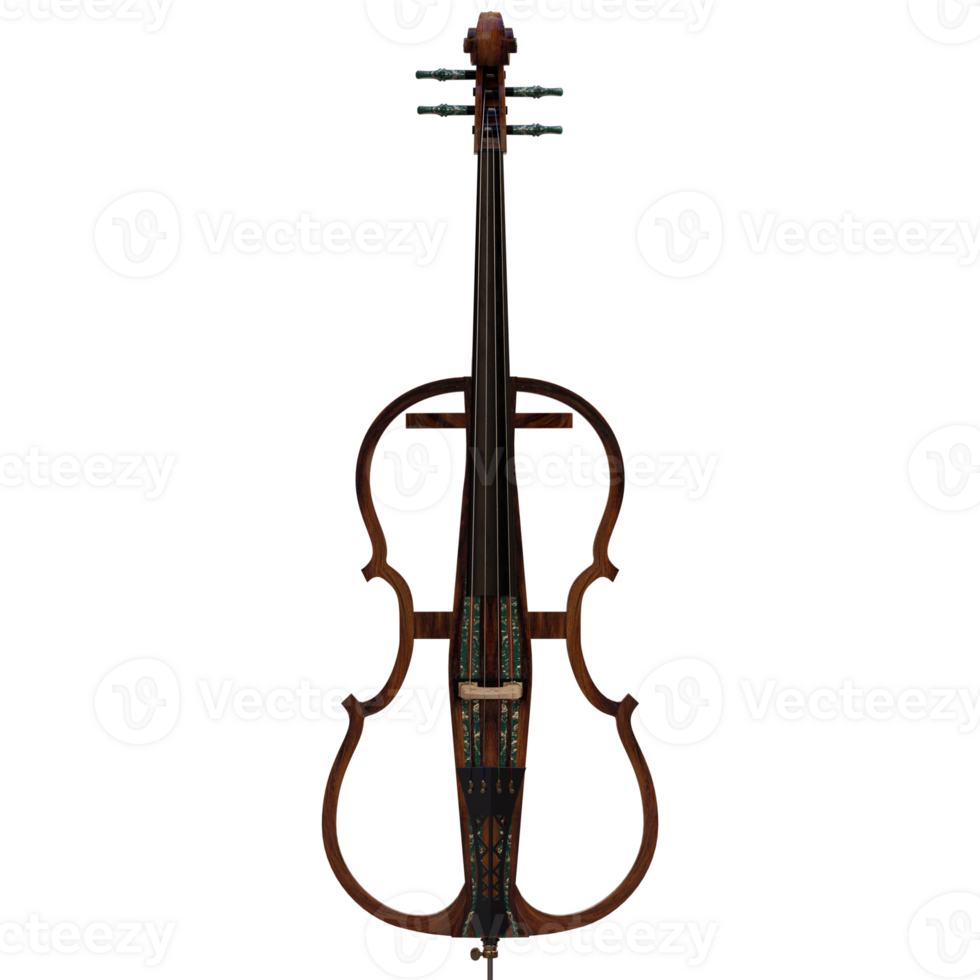 3d render e cello violin with transparent background png