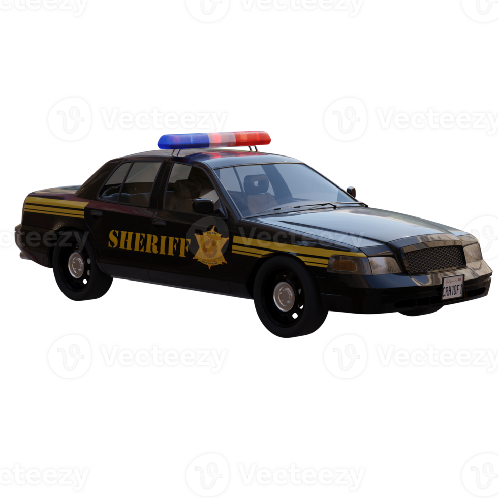3d render sheriff car with transparent background png