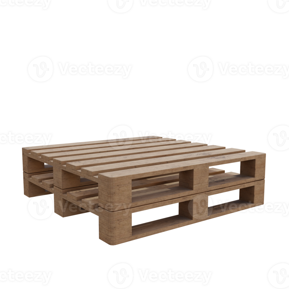 3d render wooden pallet transparent background png