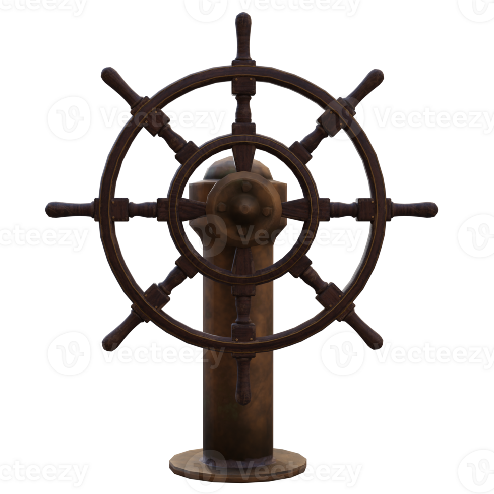 3d render steering wheel wood with transparent background png
