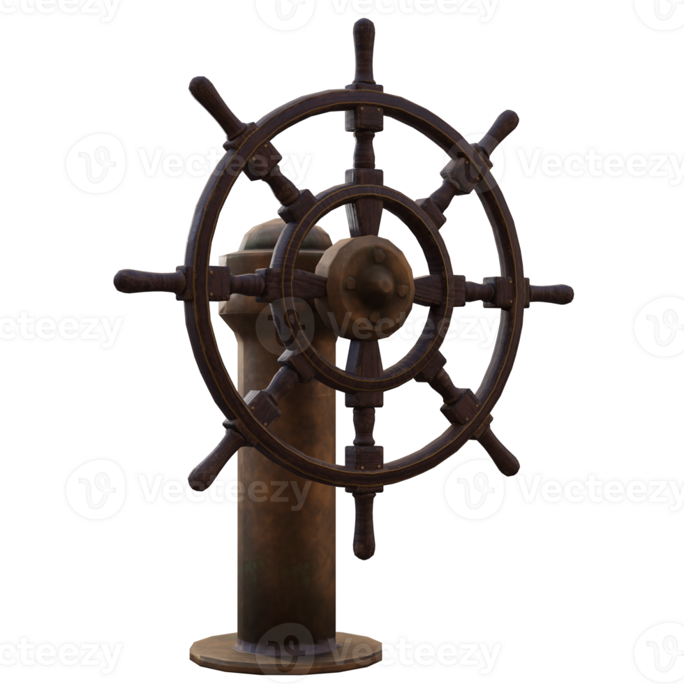 3d render steering wheel wood with transparent background png