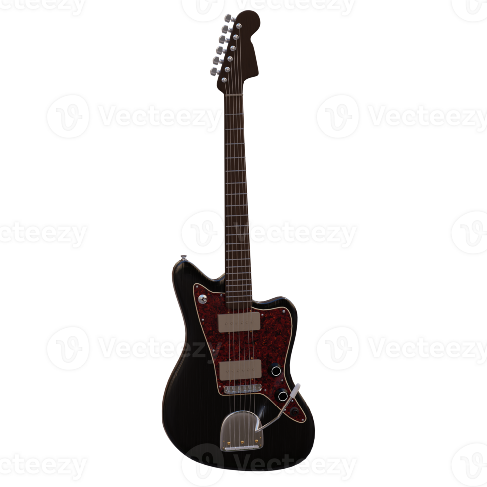 3d render guitar with transparent background png