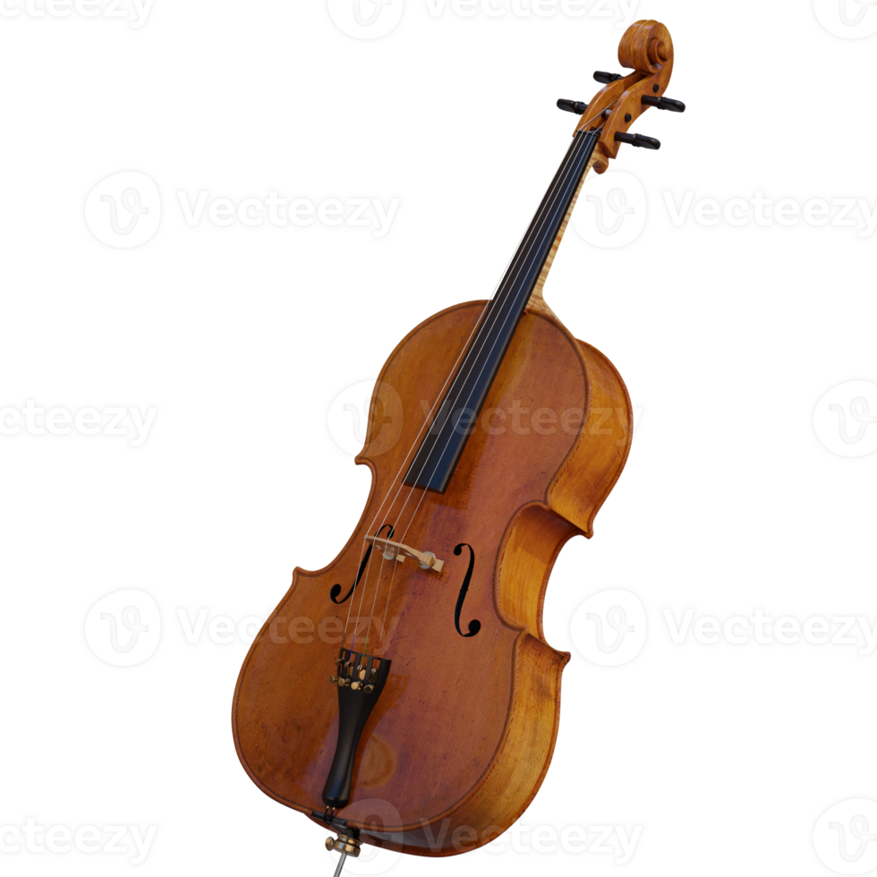 3d render e cello violin with transparent background png