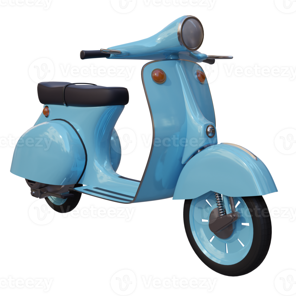 3d render blue scooter with transparent background png
