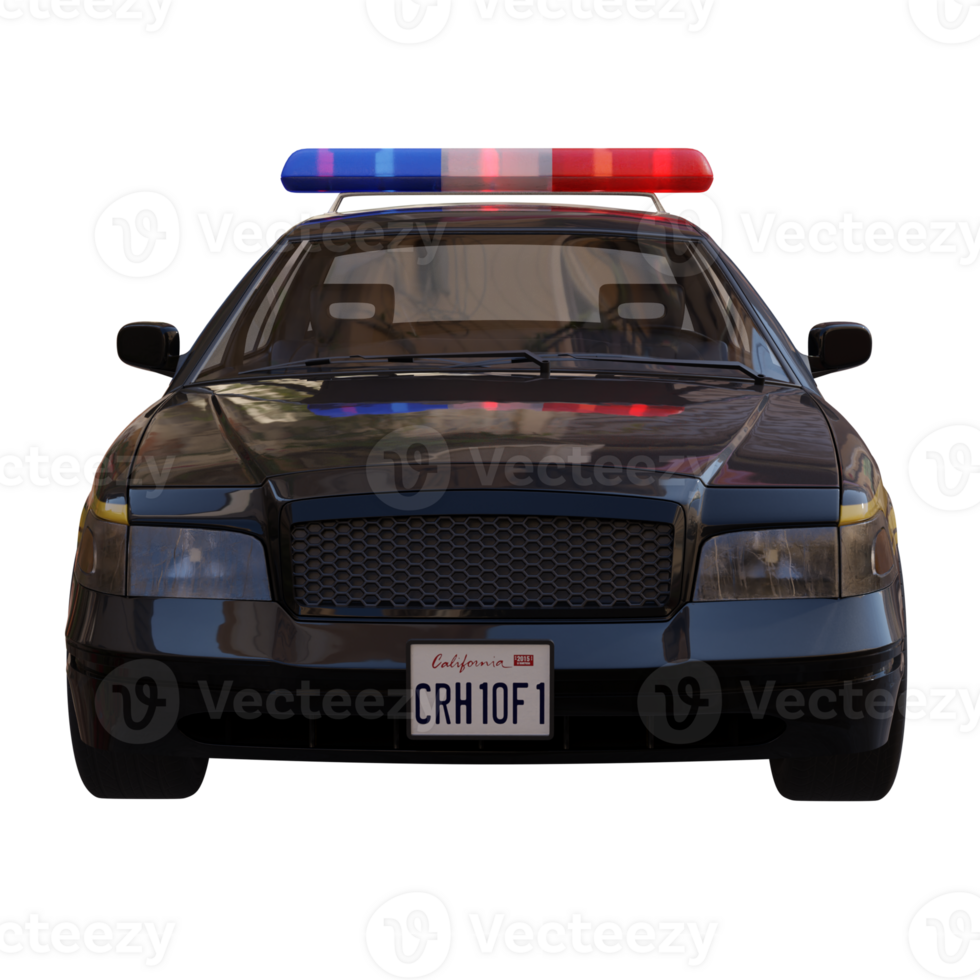3d render sheriff car with transparent background png