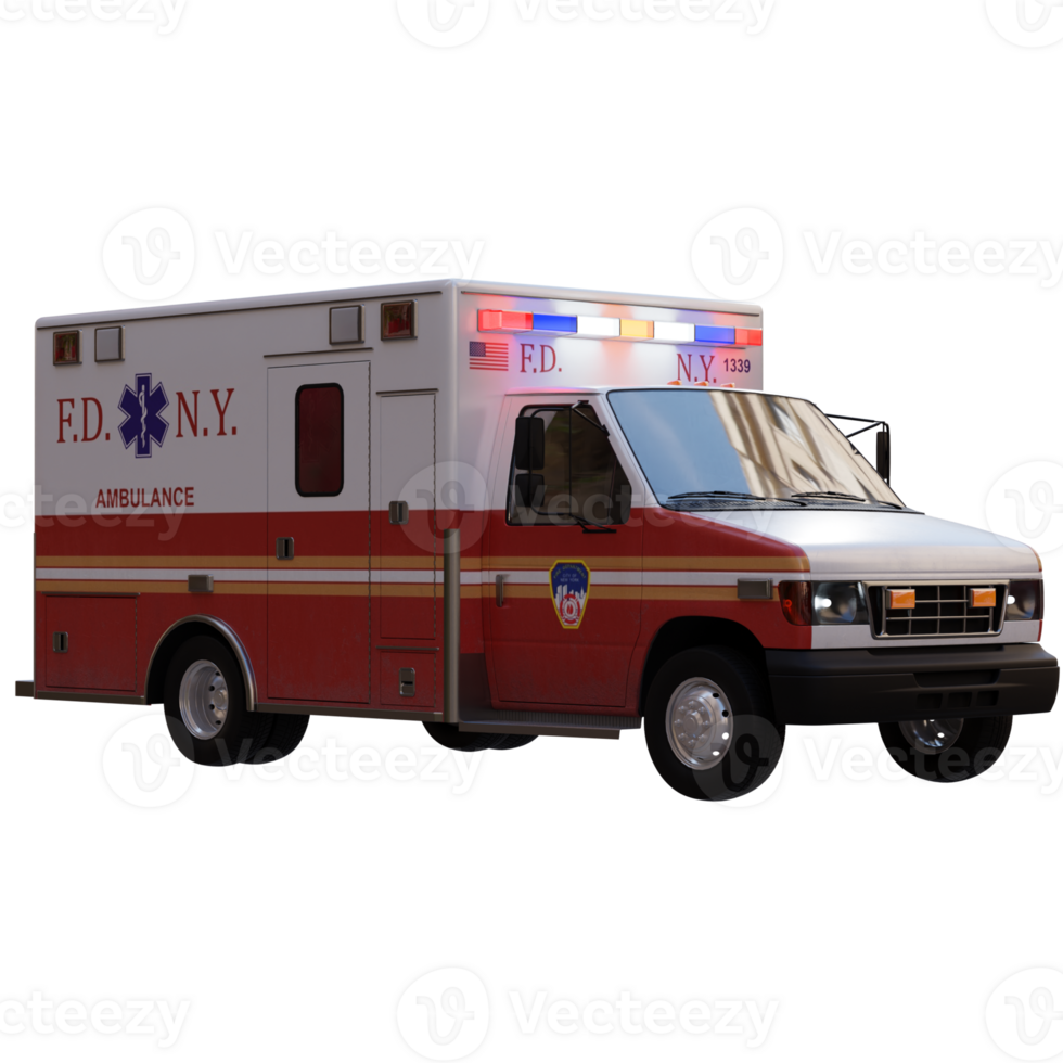 3d render ambulance car with transparent background png