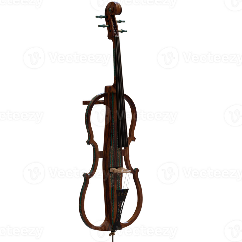 3d render e cello violin with transparent background png