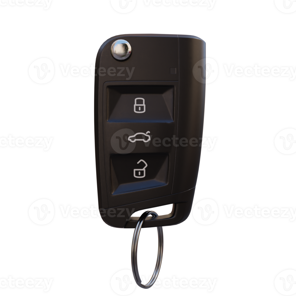 3d render car key with transparent background png
