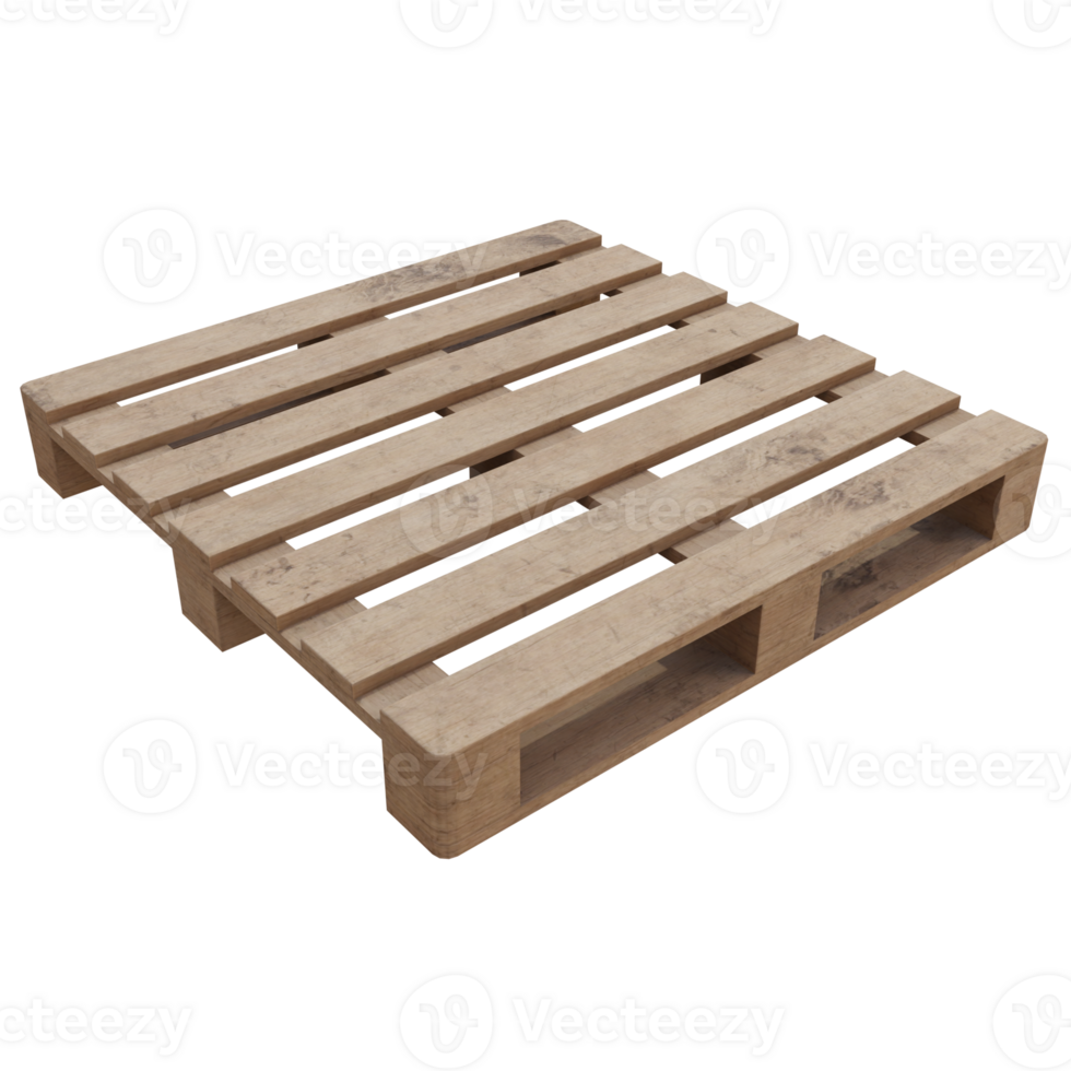 3d render wooden pallet transparent background png