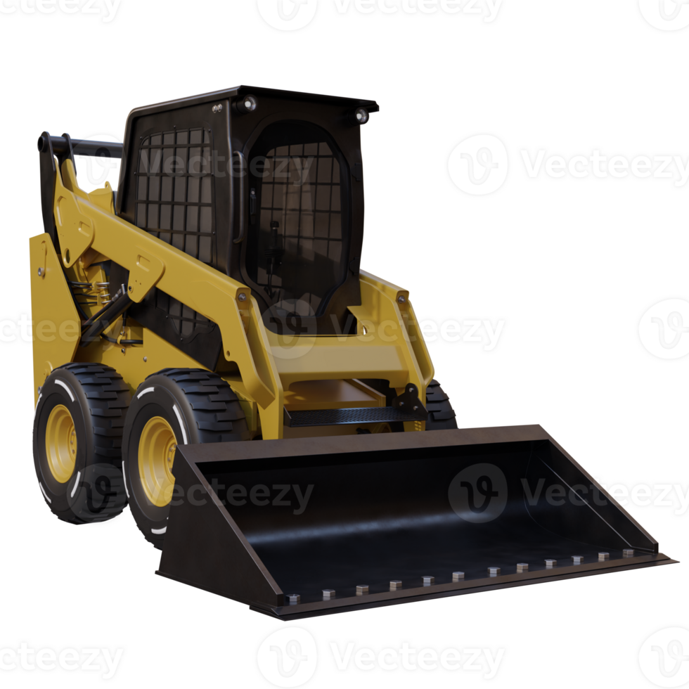 3d render yellow bobcat machine with transparent background png