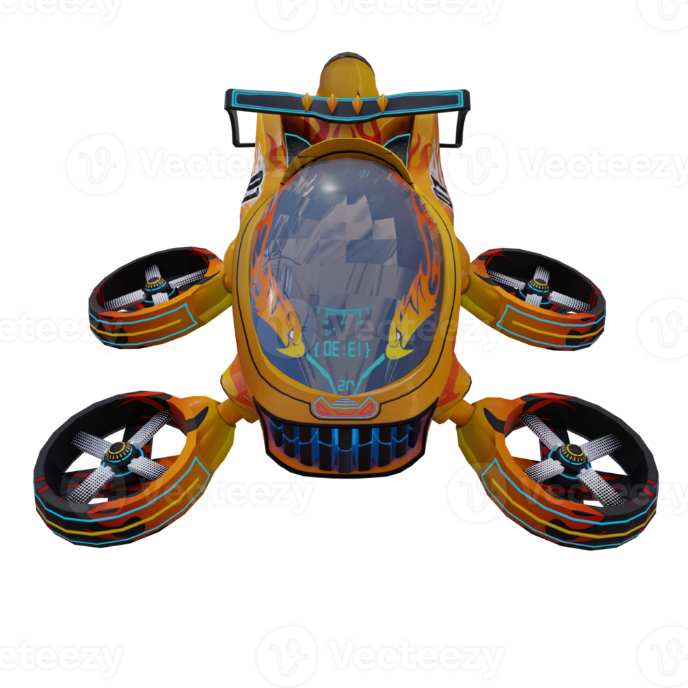 3d render toon drone fire with transparent background png