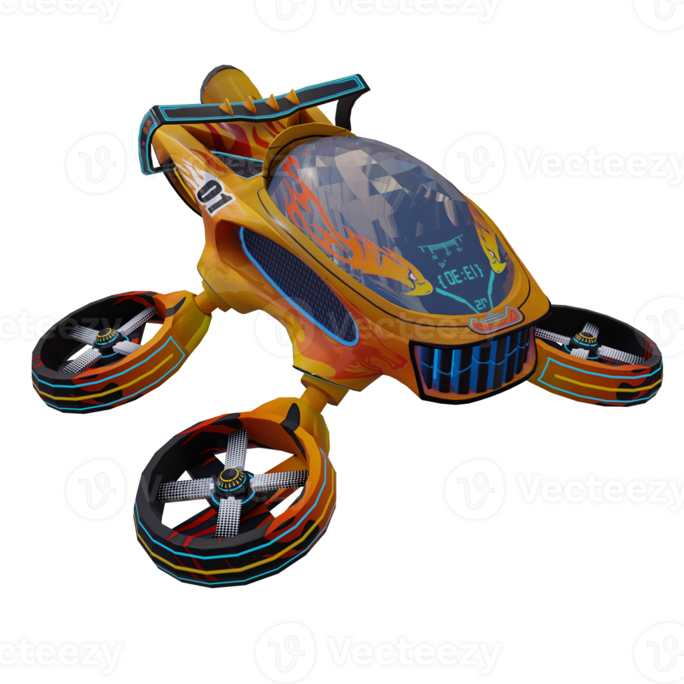 3d render toon drone fire with transparent background png