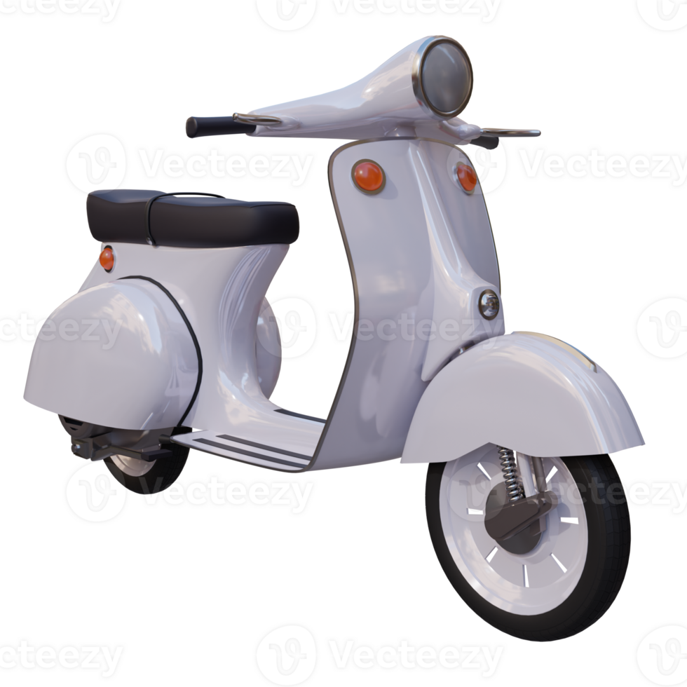 3d render white scooter with transparent background png