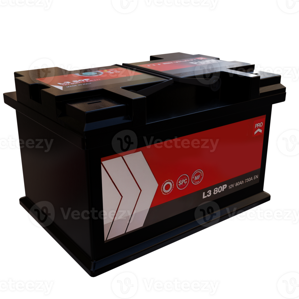 3d render car battery with transparent background png