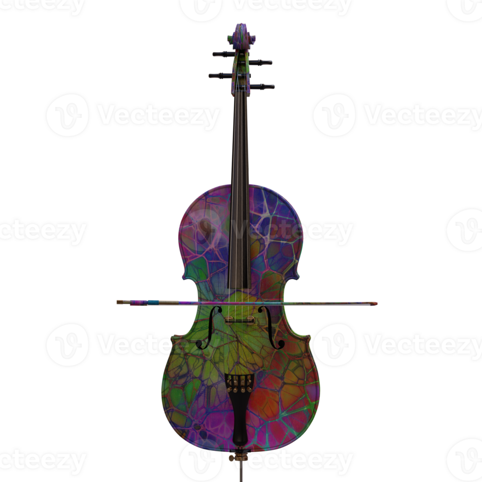3d render e cello violin colors with transparent background png