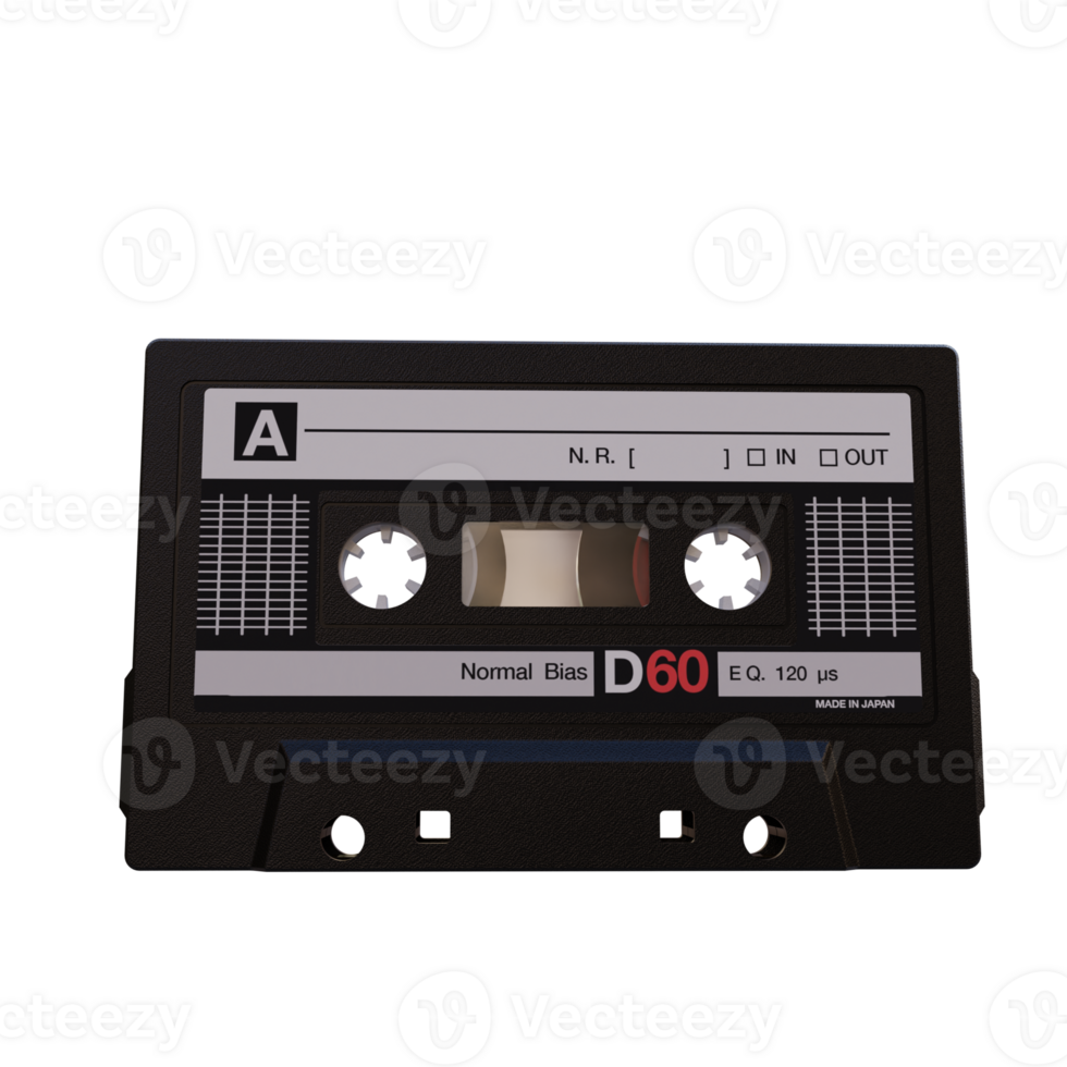 3d render tape cassette with transparent background png