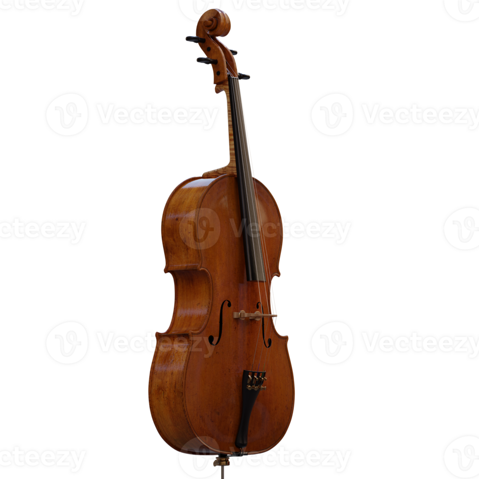 3d render e cello violin with transparent background png