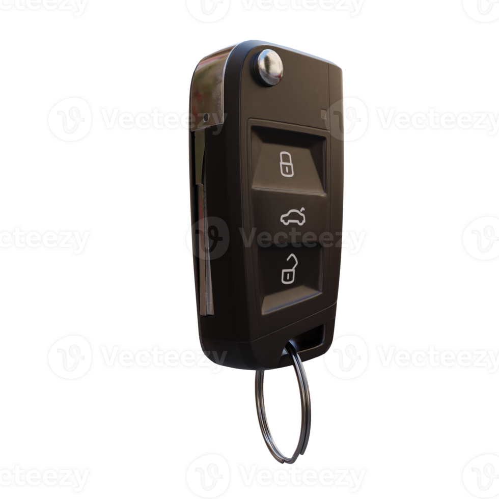 3d render car key with transparent background png
