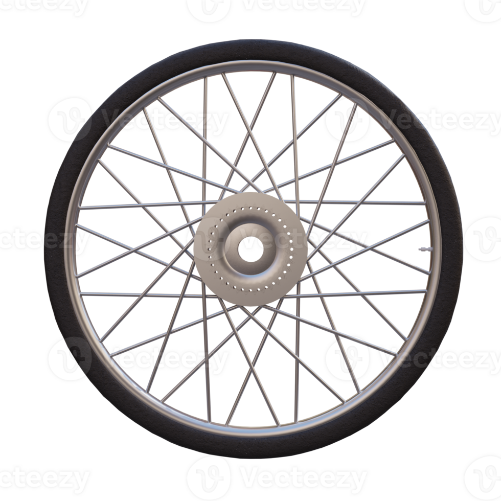 3d render bicycle tire with rim transparent background png