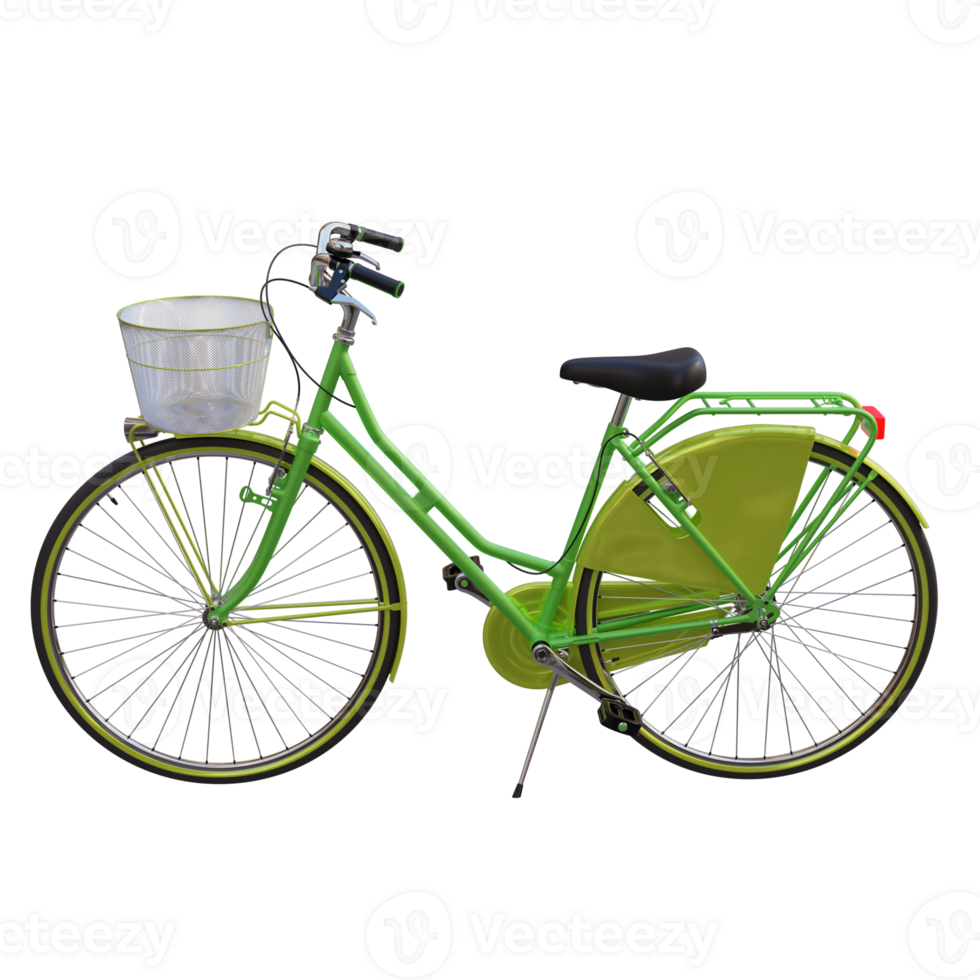 3d render retro green bicycle with transparent background png