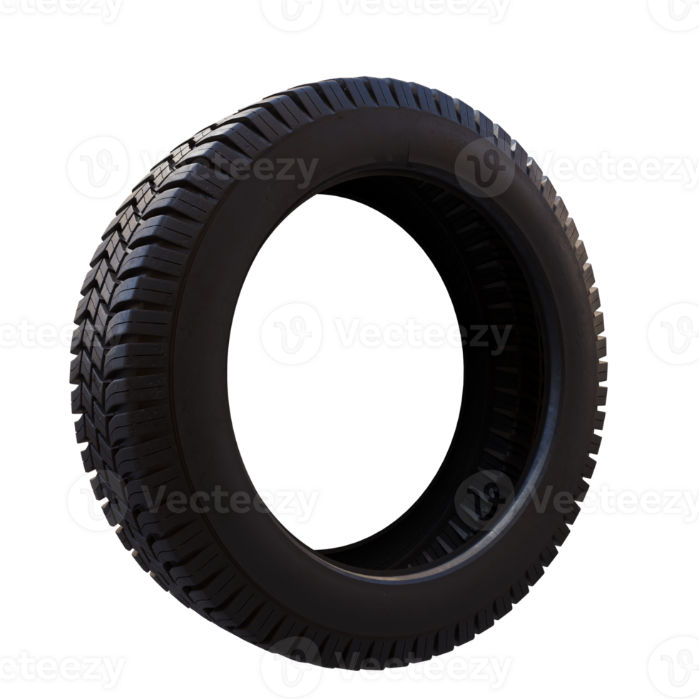 3d render black four tires with transparent background png