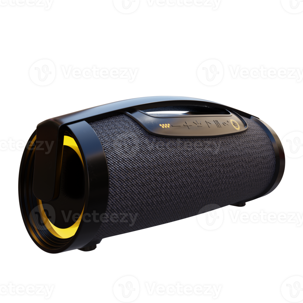 3d render bluetooth speaker with transparent background png