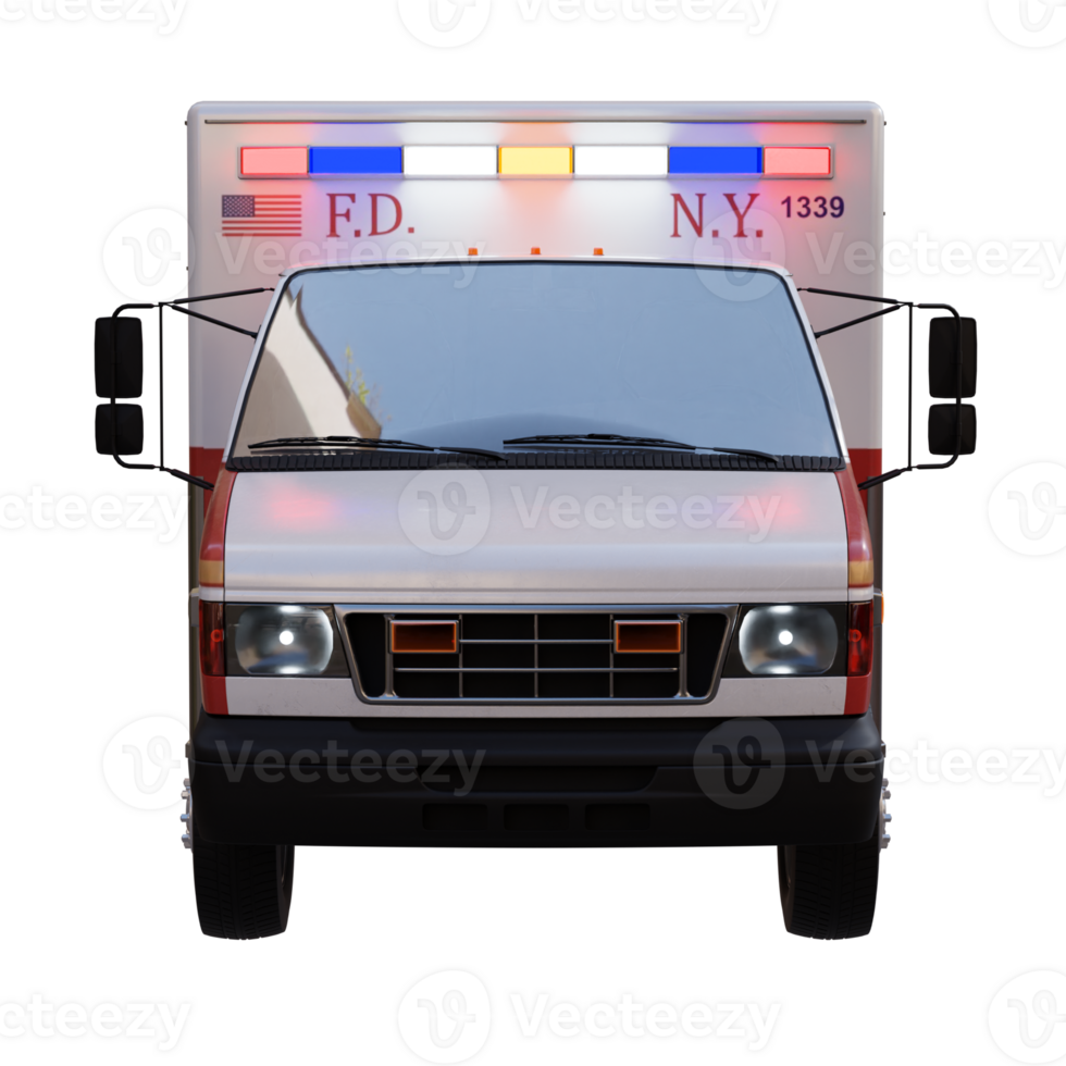 3d render ambulance car with transparent background png