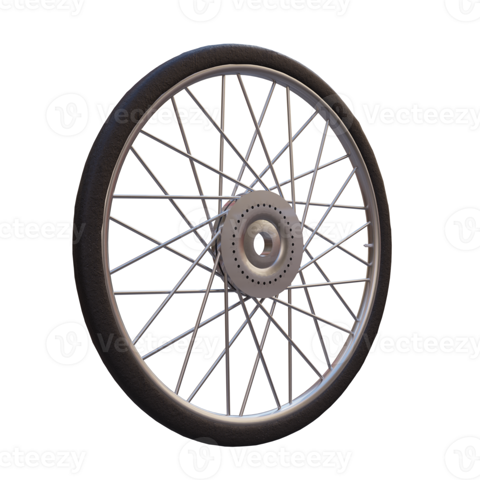 3d render bicycle tire with rim transparent background png
