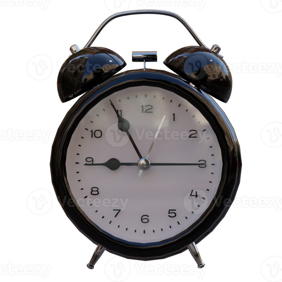 3d render black alarm clock kit with transparent background png