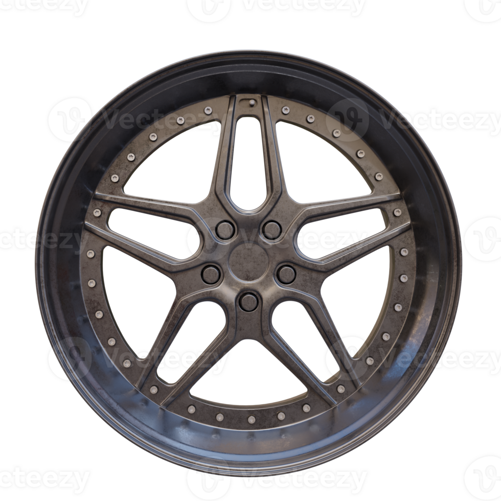 3d render rim metal with transparent background png
