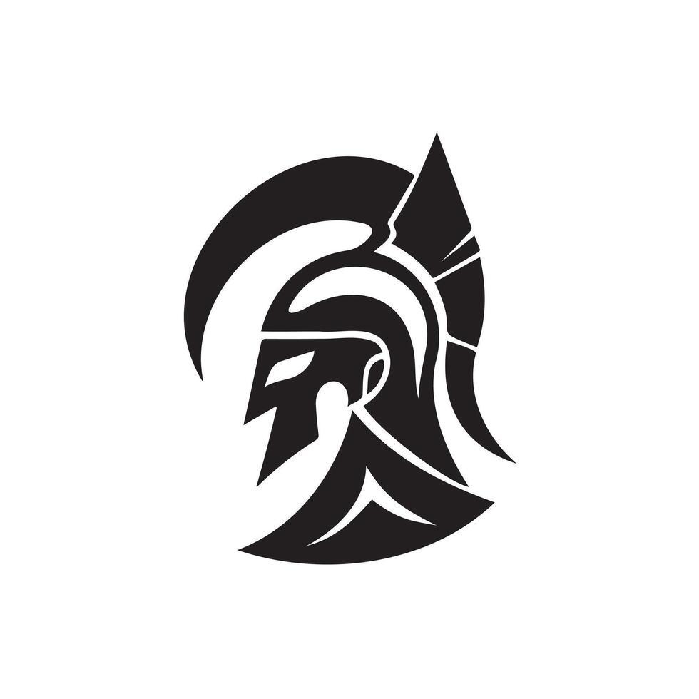 Bold Spartan Helmet Emblem Showing A Striking Monochrome Logo Design vector