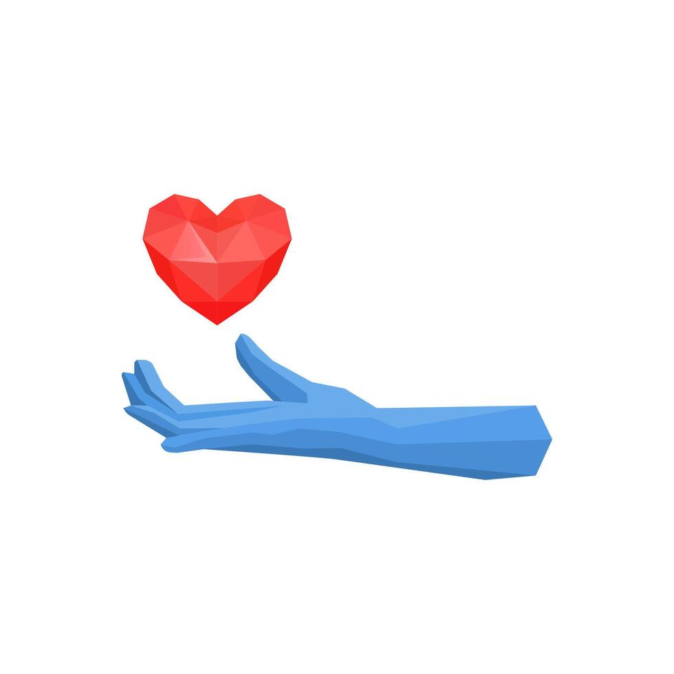 Origami paper hand throws up a paper heart. Love and betrayal, feelings, relationships. vector